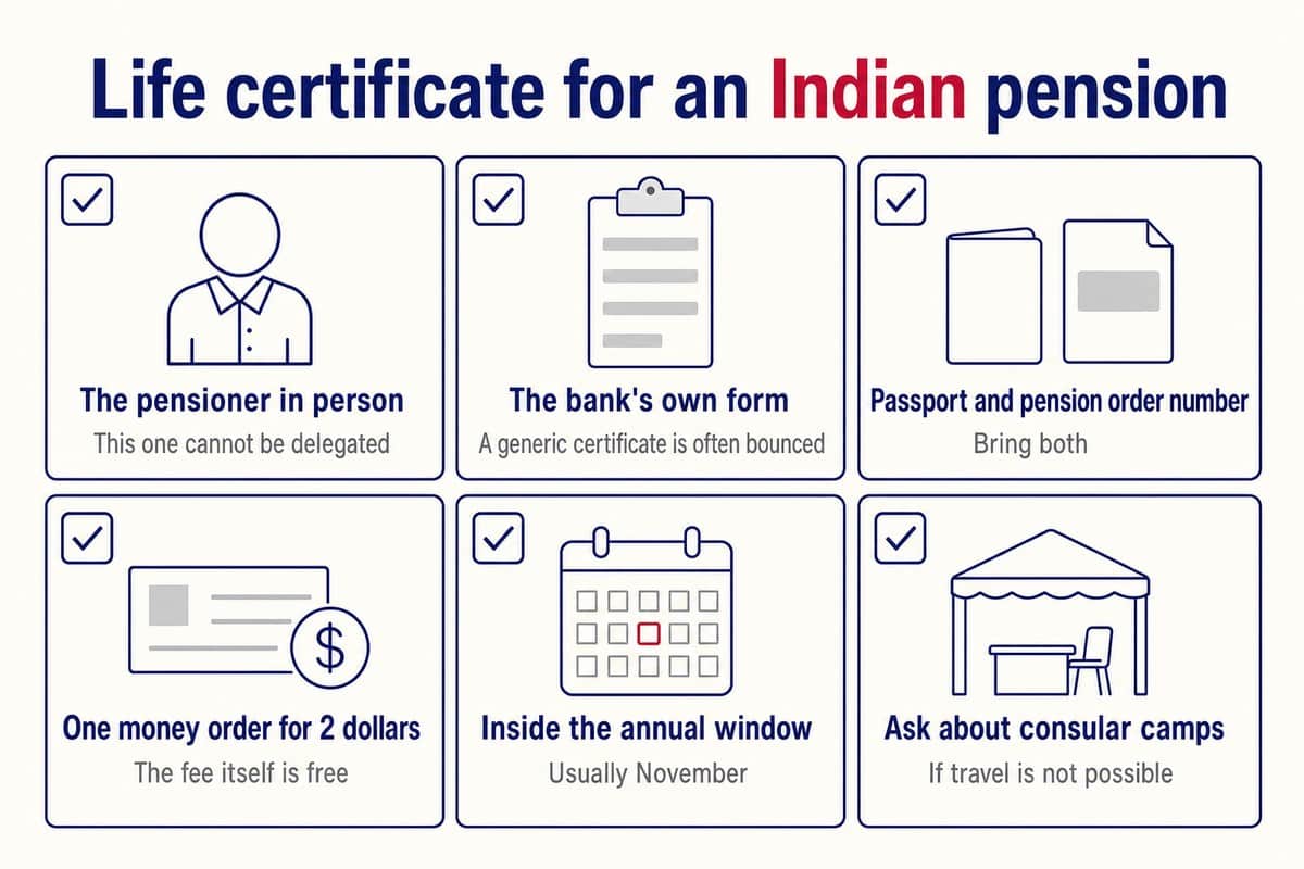 Life certificate for an Indian pension